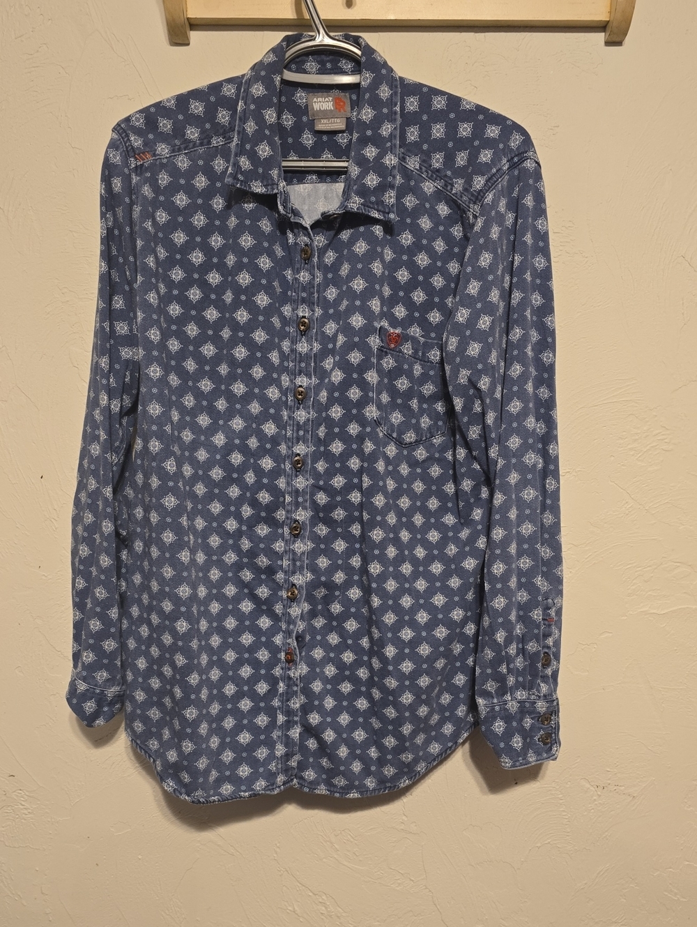 Ariat Women's FR Work Shirt Navy Printed Long-Sleeve Button-Down